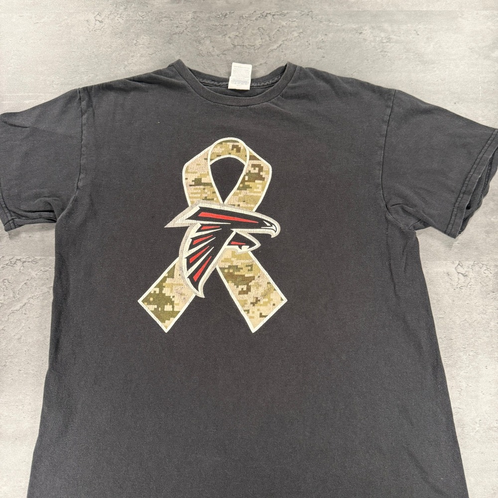 Atlanta Falcons Camo Ribbon T Shirt Mens Medium Zaxbys Football Tee Faded Grunge